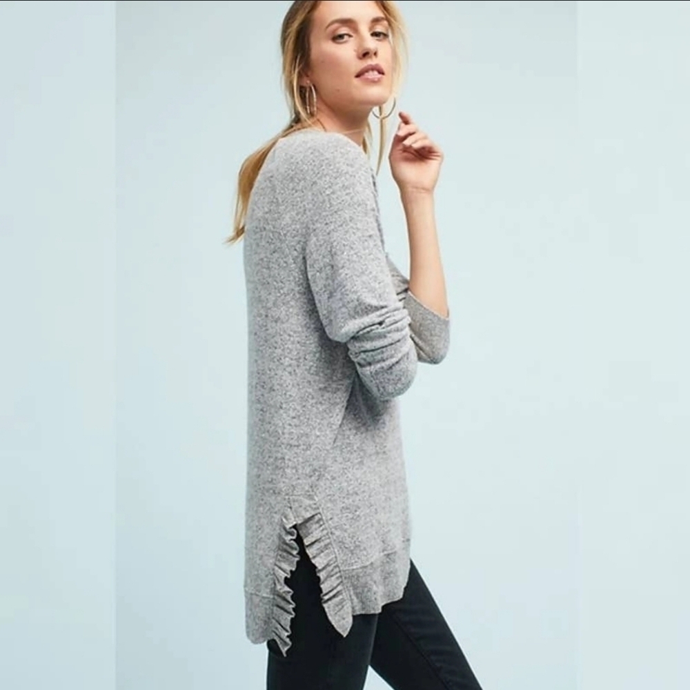 ❤ ANTHROPOLOGIE POSTMARK TUNIC TOP, RUFFLE HEM, SMALL - Picture 1 of 7